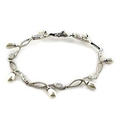 Picture of LOA542 - 925 Sterling Silver Bracelet Rhodium Women Synthetic White