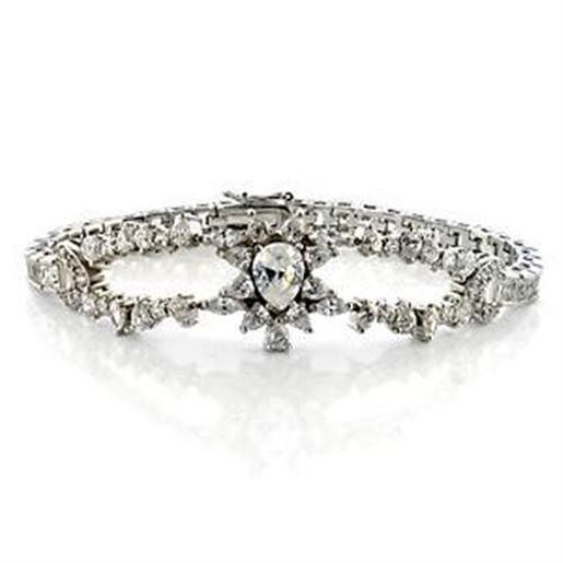 Picture of LOA547 - Brass Bracelet Rhodium Women AAA Grade CZ Clear