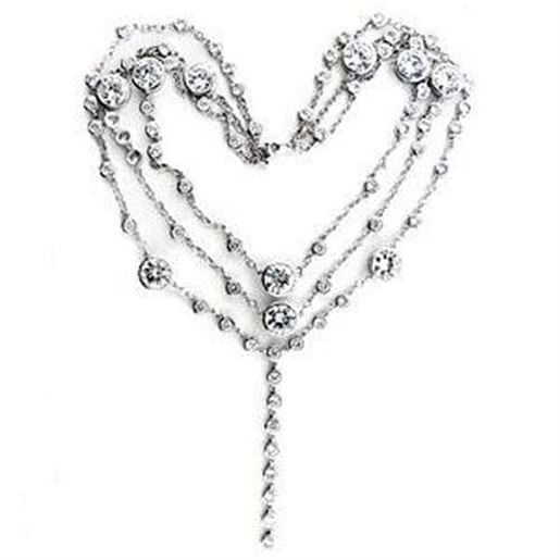 Picture of LOA554 - 925 Sterling Silver Necklace Rhodium Women AAA Grade CZ Clear