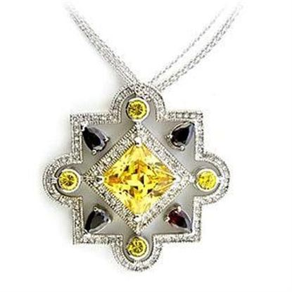 Picture of LOA557 - 925 Sterling Silver Necklace Rhodium Women AAA Grade CZ Multi Color