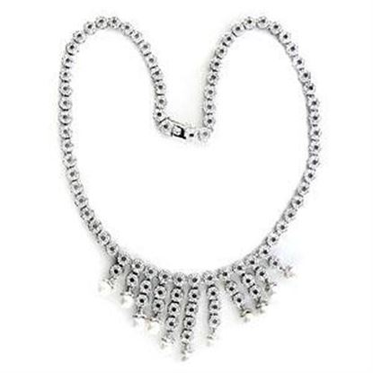 Picture of LOA559 - 925 Sterling Silver Necklace Rhodium Women Synthetic White