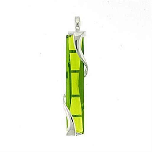 Picture of LOA560 - 925 Sterling Silver Pendant High-Polished Women Synthetic Peridot