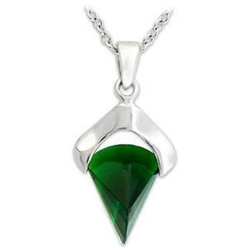 Picture of LOA566 - 925 Sterling Silver Pendant Silver Women Synthetic Emerald