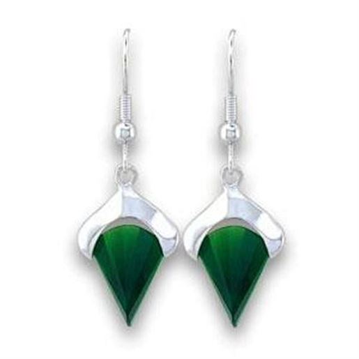 Picture of LOA567 - 925 Sterling Silver Earrings Silver Women Synthetic Emerald