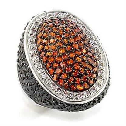 Picture of LOA577 - Brass Ring Rhodium + Ruthenium Women AAA Grade CZ Multi Color