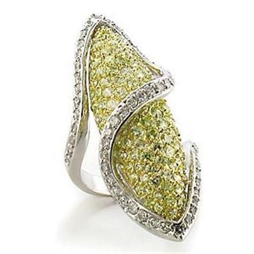 Picture of LOA579 - Brass Ring Gold+Rhodium Women AAA Grade CZ Apple Green color