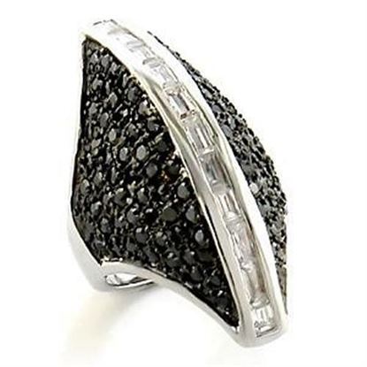 Picture of LOA581 - Brass Ring Rhodium + Ruthenium Women AAA Grade CZ Jet