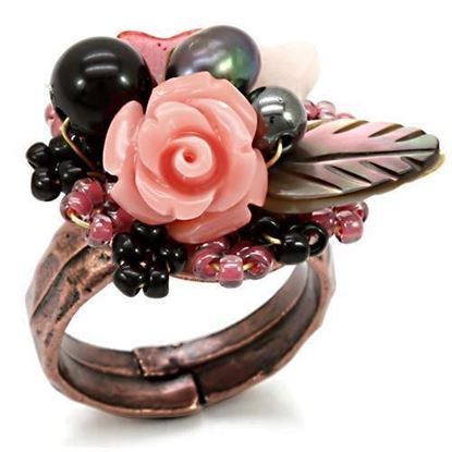 Изображение LOA596 - Brass Ring Antique Tone Women Assorted Multi Color