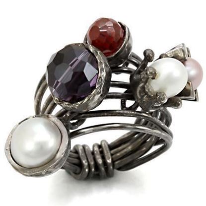 Изображение LOA599 - Brass Ring Antique Tone Women Assorted Multi Color