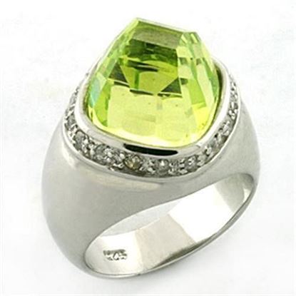 Picture of LOA640 - 925 Sterling Silver Ring Rhodium Women AAA Grade CZ Apple Green color