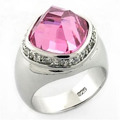 Picture of LOA641 - 925 Sterling Silver Ring Rhodium Women AAA Grade CZ Rose