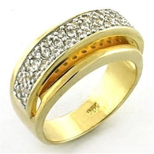 Picture of LOA648 - 925 Sterling Silver Ring Gold+Rhodium Women AAA Grade CZ Clear