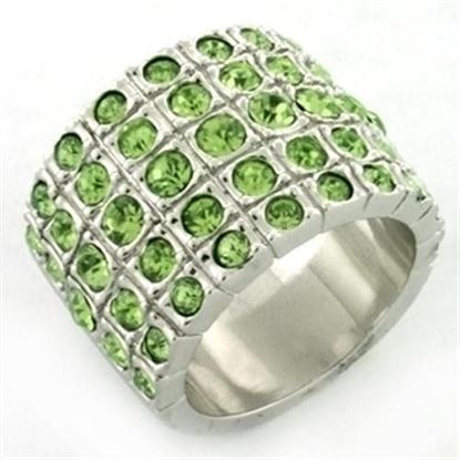 Picture of LOA658 - Brass Ring Rhodium Women Top Grade Crystal Apple Green color