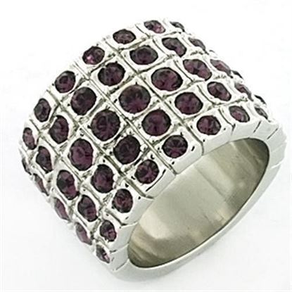 Picture of LOA659 - Brass Ring Rhodium Women Top Grade Crystal Amethyst