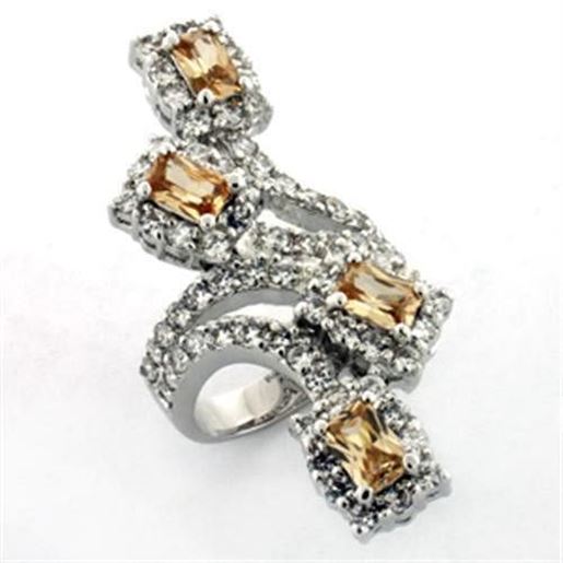 Picture of LOA669 - Brass Ring Rhodium Women AAA Grade CZ Multi Color