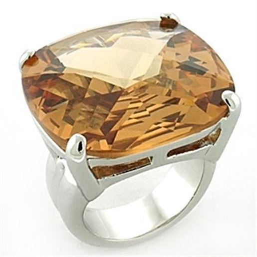 Picture of LOA679 - Brass Ring Rhodium Women AAA Grade CZ Topaz