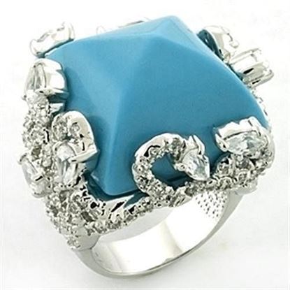 Picture of LOA683 - Brass Ring Rhodium Women Synthetic Sea Blue