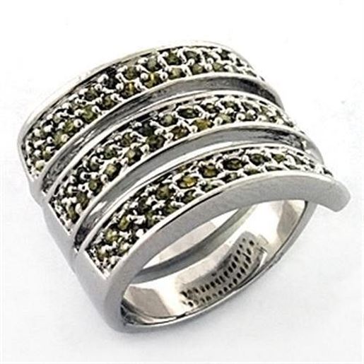 Picture of LOA706 - Brass Ring Rhodium Women AAA Grade CZ Olivine color