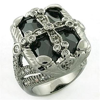 Picture of LOA708 - Brass Ring Rhodium + Ruthenium Women AAA Grade CZ Jet