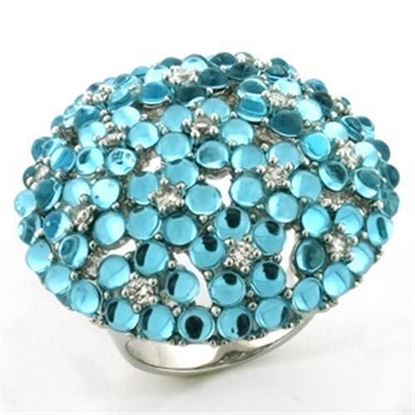 Picture of LOA740 - Brass Ring Rhodium Women Synthetic Sea Blue