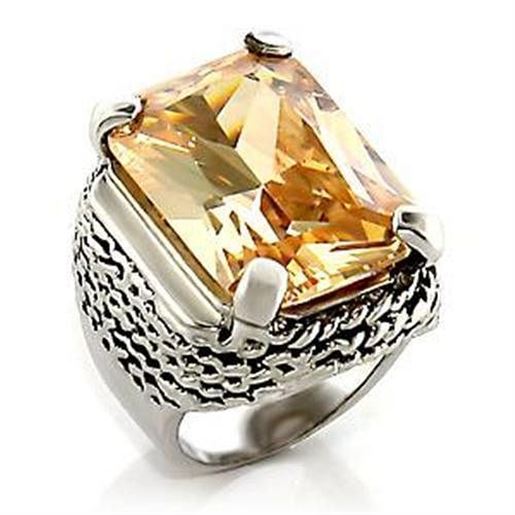 Picture of LOA810 - Brass Ring Rhodium Women AAA Grade CZ Champagne