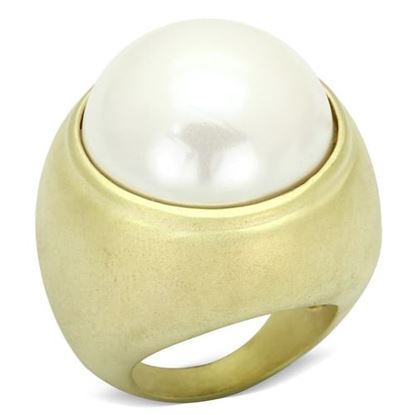 Picture of LOA835 - Brass Ring Matte Gold Women Synthetic White