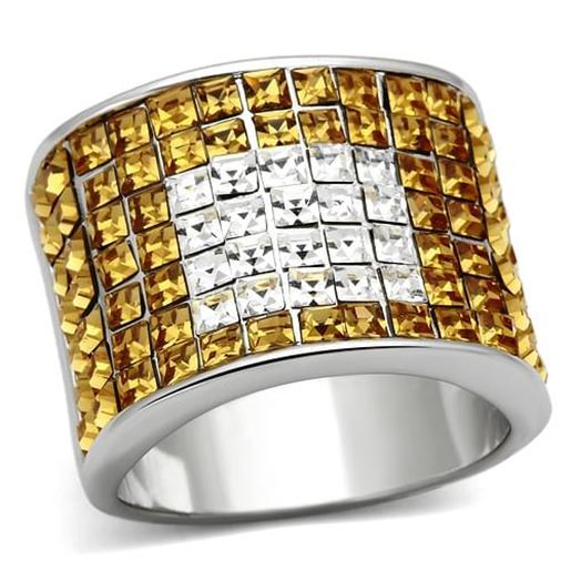 Picture of LOA839 - Brass Ring Rhodium Women Top Grade Crystal Topaz