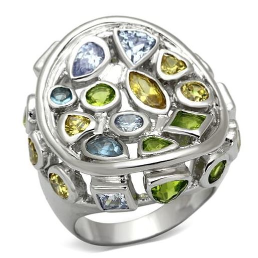 Изображение LOA840 - Brass Ring Rhodium Women Assorted Multi Color