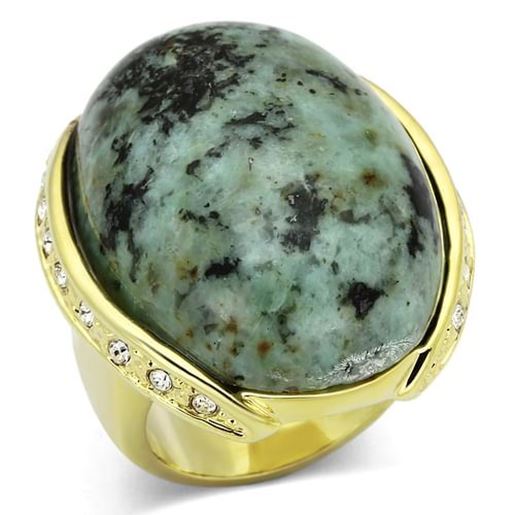 Picture of LOA844 - Brass Ring Gold Women Semi-Precious Sea Blue