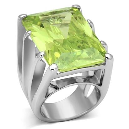 Picture of LOA854 - Brass Ring Rhodium Women AAA Grade CZ Apple Green color