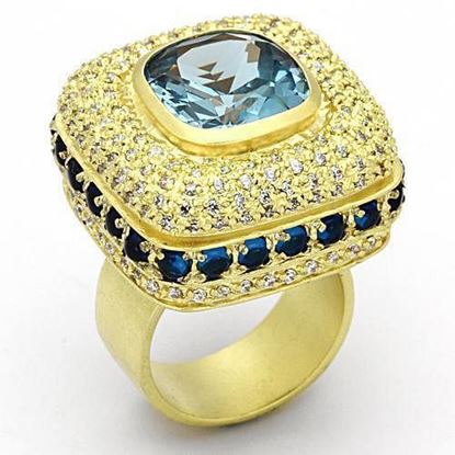 Picture of LOA860 - Brass Ring Matte Gold Women Synthetic London Blue