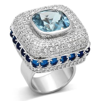 Picture of LOA861 - Brass Ring Rhodium Women Synthetic London Blue