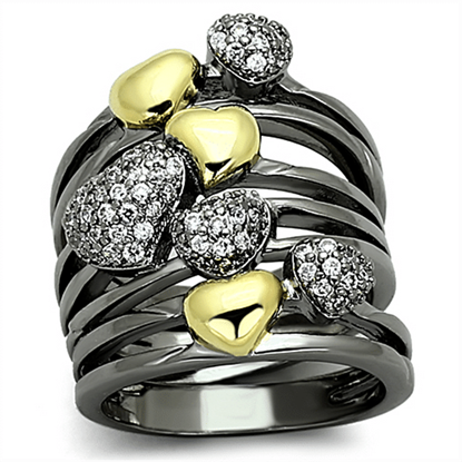 Picture of LOA875 - Brass Ring Gold+Ruthenium Women AAA Grade CZ Clear