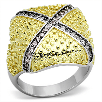 Picture of LOA878 - Brass Ring Rhodium+Gold+ Ruthenium Women AAA Grade CZ Rose