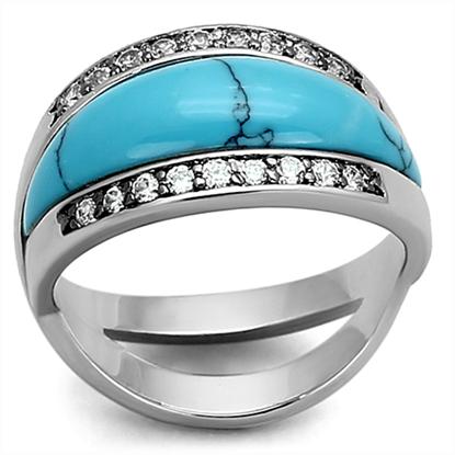 Picture of LOA882 - Brass Ring Rhodium Women Synthetic Sea Blue