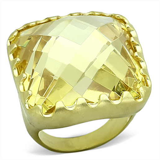 Picture of LOA888 - Brass Ring Matte Gold Women AAA Grade CZ Citrine Yellow