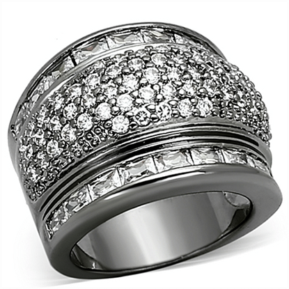 Picture of LOA894 - Brass Ring Ruthenium Women AAA Grade CZ Clear