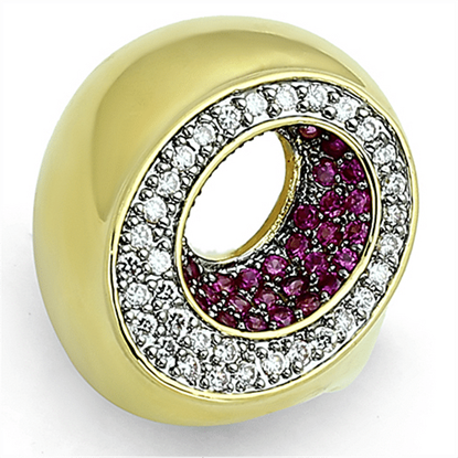 Picture of LOA902 - Brass Ring Gold+Ruthenium Women AAA Grade CZ Ruby