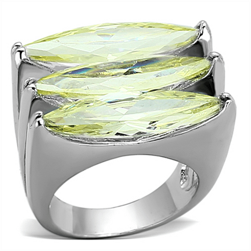 Picture of LOA916 - Brass Ring Rhodium Women AAA Grade CZ Apple Green color