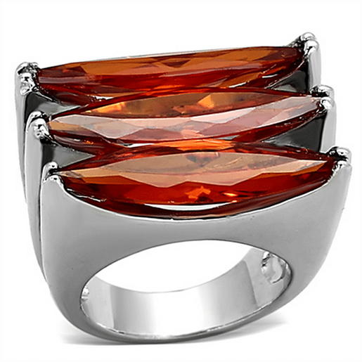 Picture of LOA917 - Brass Ring Rhodium Women AAA Grade CZ Orange