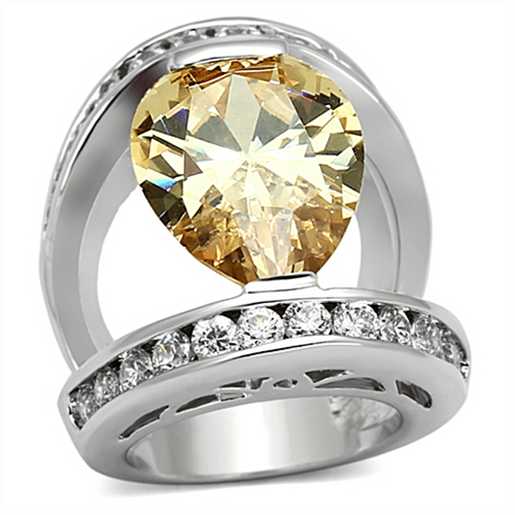 Picture of LOA922 - Brass Ring Rhodium Women AAA Grade CZ Champagne