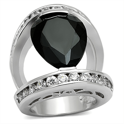 Picture of LOA923 - Brass Ring Rhodium Women AAA Grade CZ Black Diamond