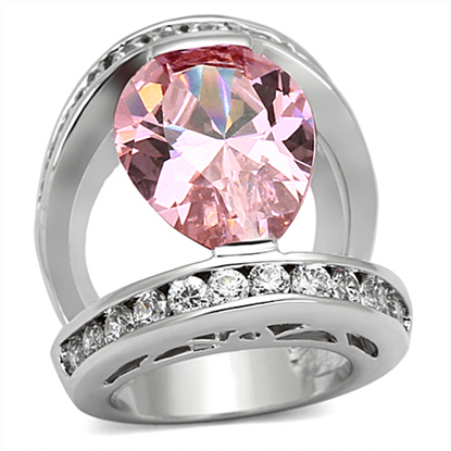 Picture of LOA924 - Brass Ring Rhodium Women AAA Grade CZ Rose