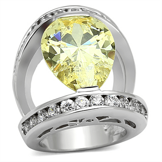 Picture of LOA925 - Brass Ring Rhodium Women AAA Grade CZ Citrine Yellow