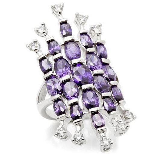 Picture of LOA933 - Brass Ring Rhodium Women AAA Grade CZ Amethyst