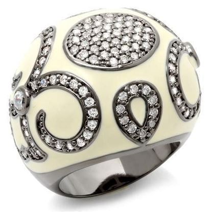 Picture of LOA939 - Brass Ring Ruthenium Women AAA Grade CZ Clear