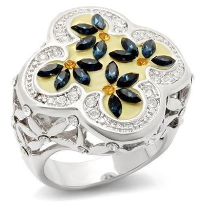 Picture of LOA940 - Brass Ring Rhodium Women Top Grade Crystal Multi Color