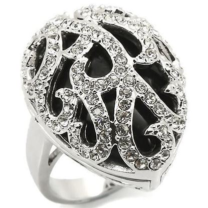 Picture of LOA943 - Brass Ring Rhodium Women Semi-Precious Jet