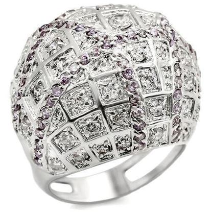 Picture of LOA945 - Brass Ring Rhodium Women AAA Grade CZ Fuchsia