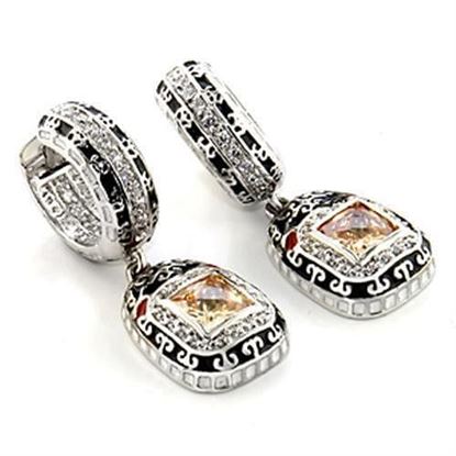 Picture of LOA968 - Brass Earrings Rhodium Women AAA Grade CZ Champagne